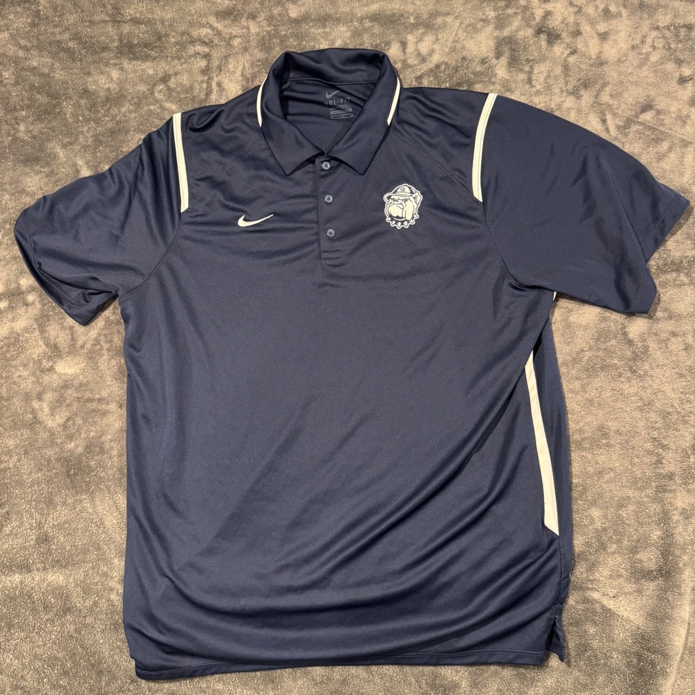 Nike Polo Georgetown Hoyas Shirt Mens XL Navy Blue Dri-FIT Short Sleeve Golf